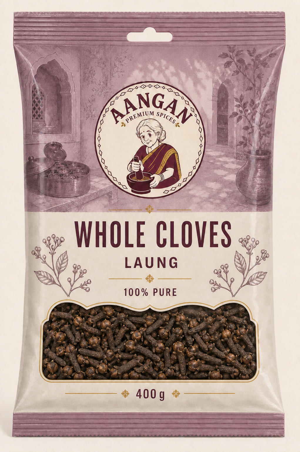 Aangan Whole Cloves 400 g Indian spice packet