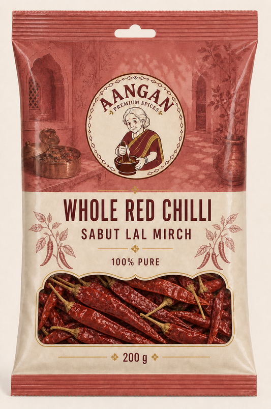 Aangan Whole Red Chilli 200 g Indian spice packet