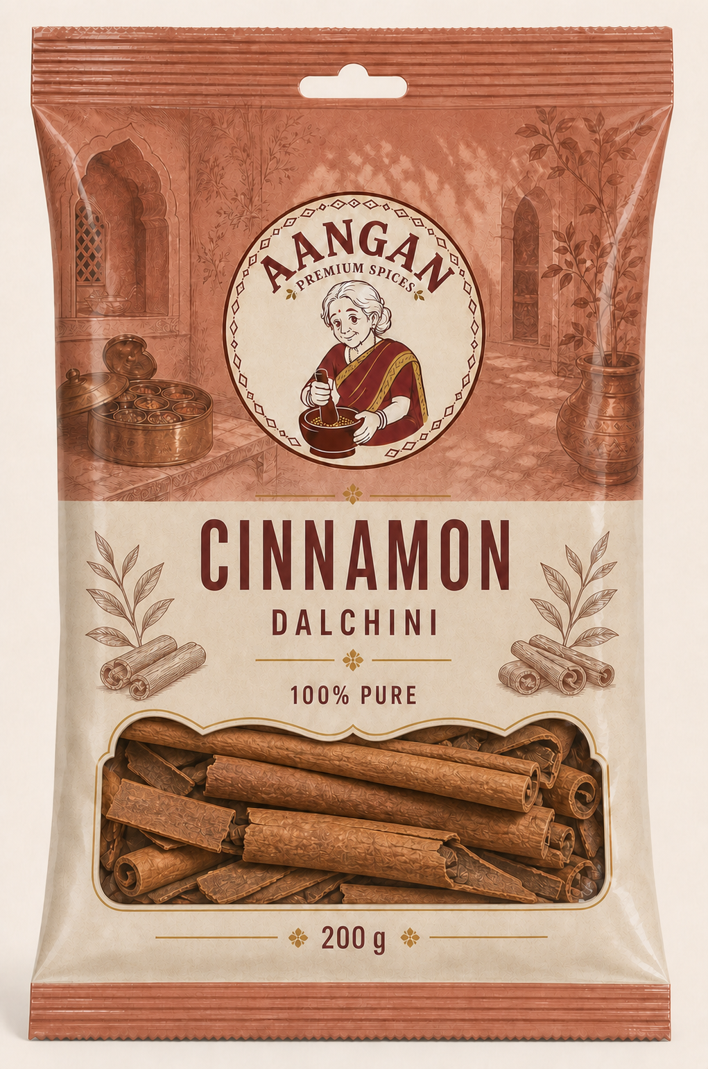 Aangan Whole Cinnamon 200 g Indian spice packet