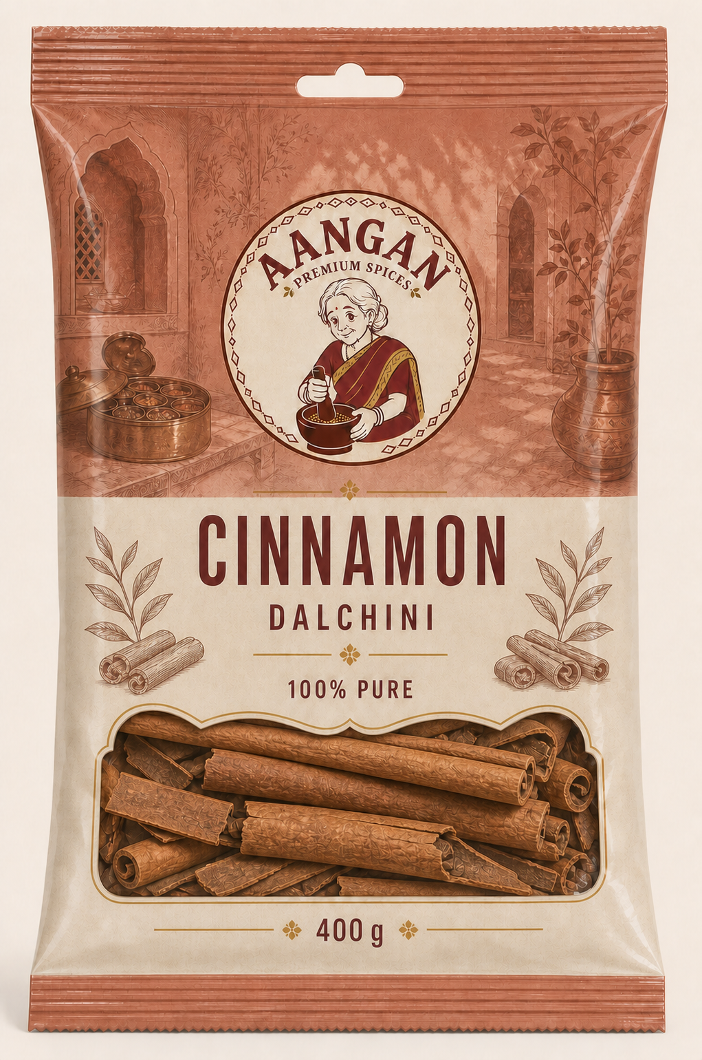 Aangan Whole Cinnamon 400 g Indian spice packet