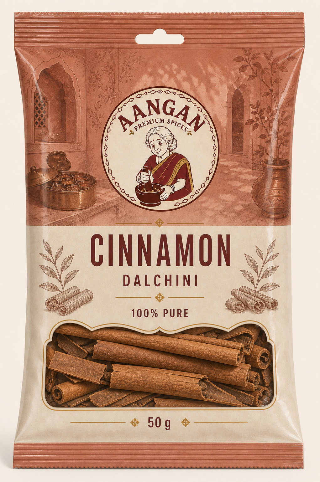 Aangan Whole Cinnamon 50 g Indian spice packet