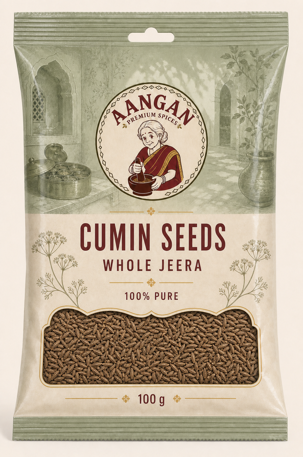 Aangan Cumin Seeds 100 g Indian spice packet