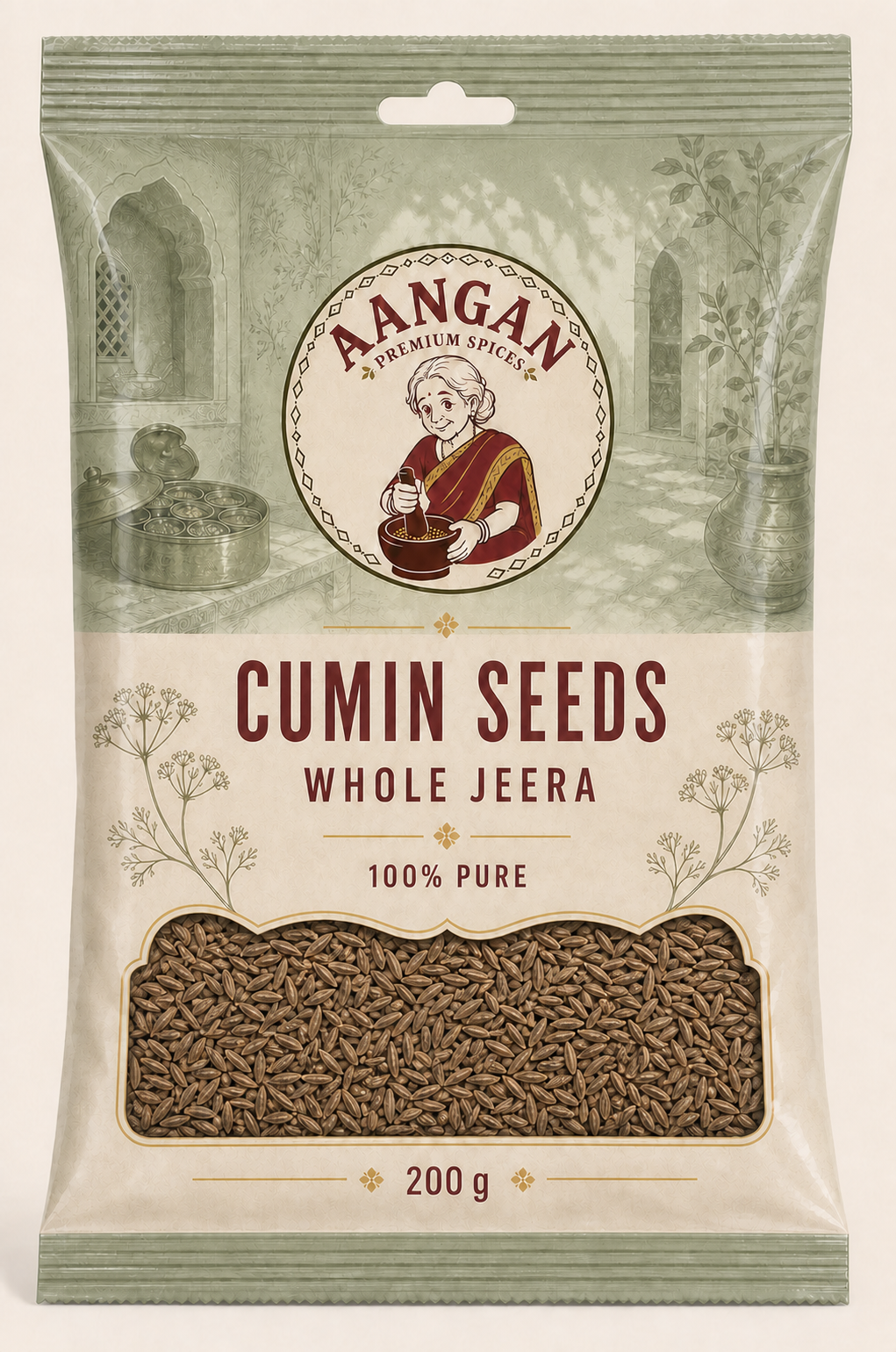 Aangan Cumin Seeds 200 g Indian spice packet