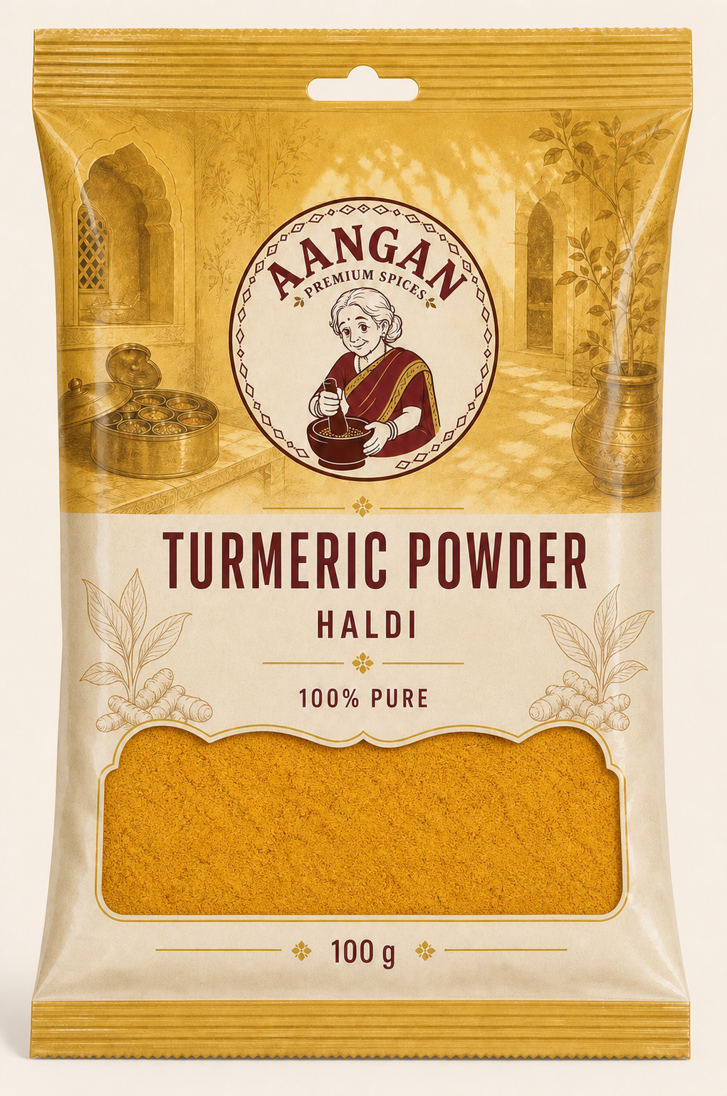 Aangan Turmeric Powder 100 g Indian spice packet