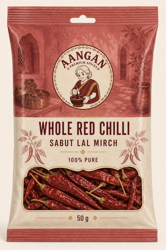 Aangan Whole Red Chilli 50 g Indian spice packet